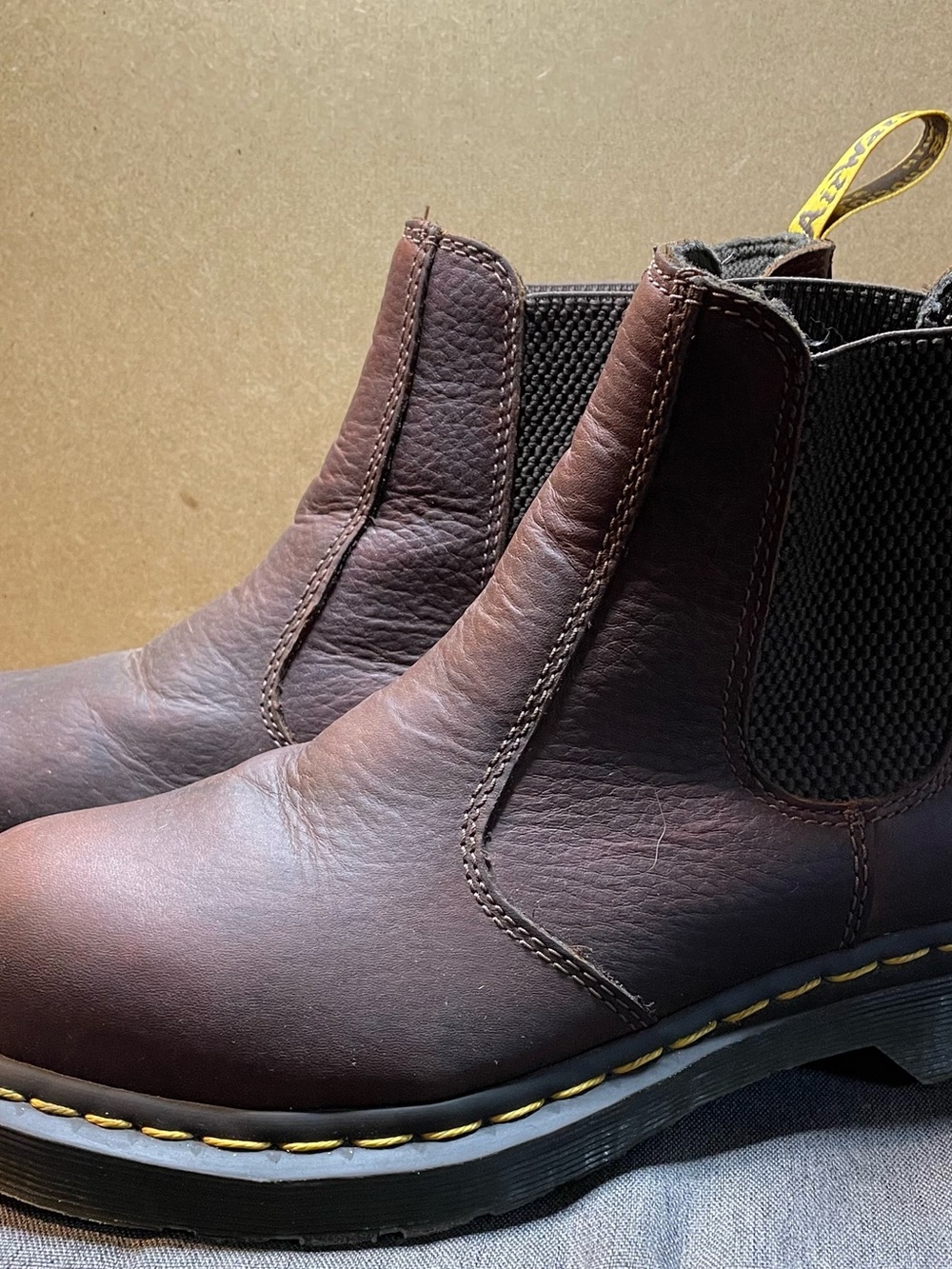 Dr. Martens Men’s Brown Leather Chukka Boots with Yellow Stitching - Picture 2 of 10